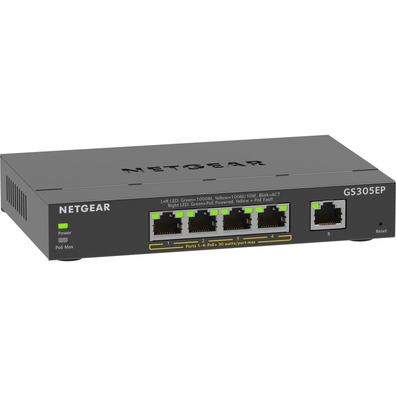 NETGEAR 5-Port Gigabit Ethernet PoE+ Plus Switch (GS305EP) Managed L2/L3 Gigabit Ethernet (10/100/1000) Power over Ethernet